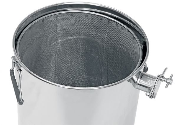Honig-Abfüllkanne mit Edelstahl - Siebeinsatz mit großer Siebfläche