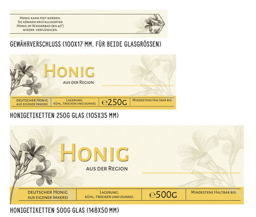 Stempeletikette Honigglas