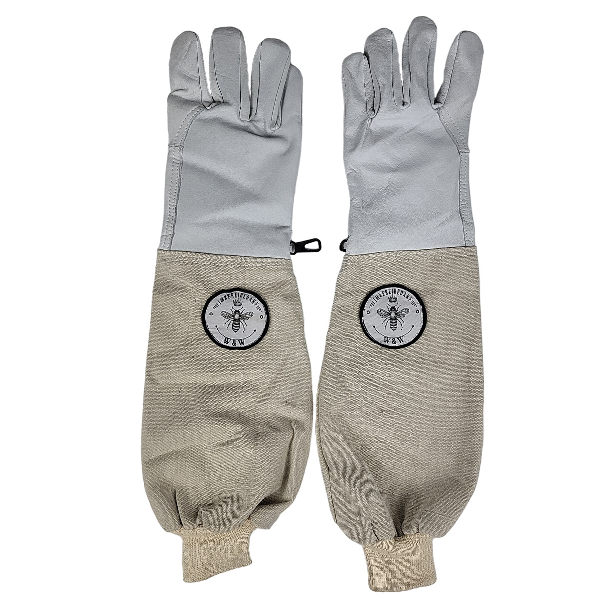 Imkerhandschuhe Leder mit Stoffüberzug